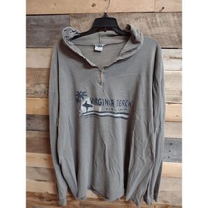 Virginia Beach XL Men's Gray Long Sleeve T-Shirt Hoodie Quarter Zip Cotton